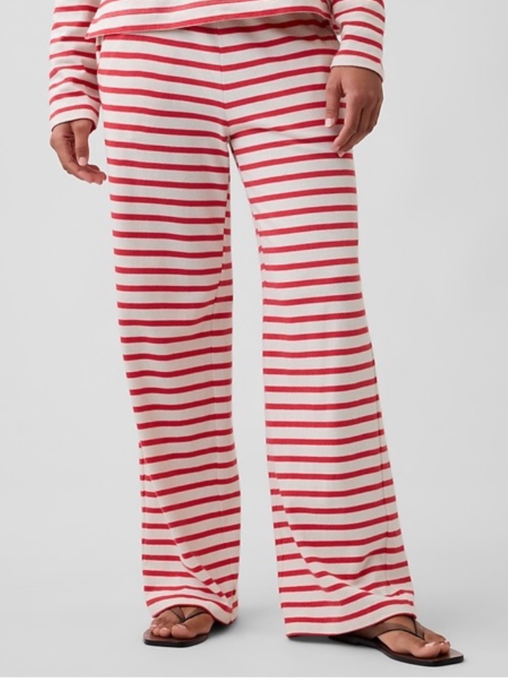 GAP Factory Women’s Red Cotton Striped Pull On Wide Leg Pants Size Small